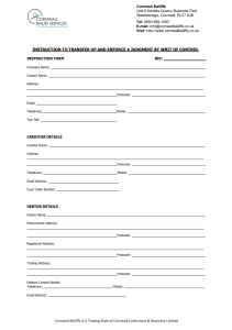 Writ of Control Form - Cornwall Bailiffs